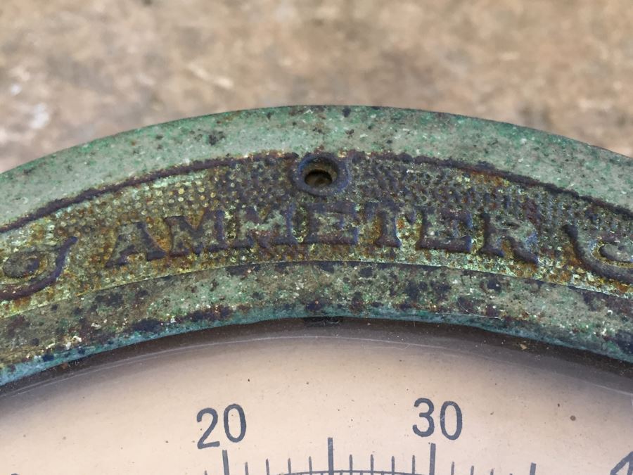 Large Antique Jewell Electrical Instrument Company Industrial Metal Voltmeter And Ammeter Gauges Mounted On Board With Wires Chicago Ill USA [Photo 14]