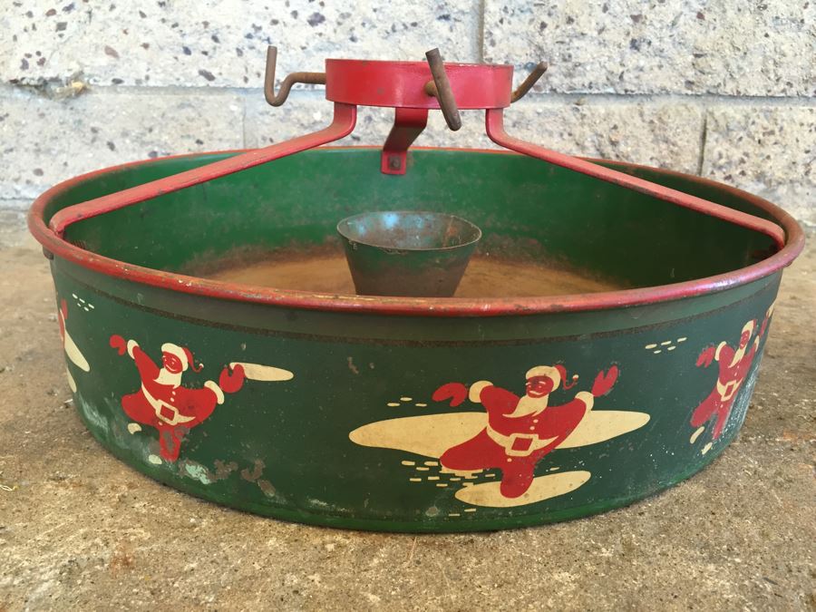 Vintage Nesco Dancing Santa Claus Metal Christmas Tree Stand [Photo 2]
