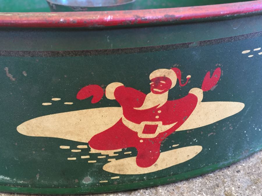 Vintage Nesco Dancing Santa Claus Metal Christmas Tree Stand [Photo 3]