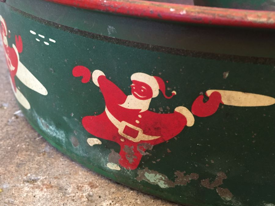 Vintage Nesco Dancing Santa Claus Metal Christmas Tree Stand [Photo 4]