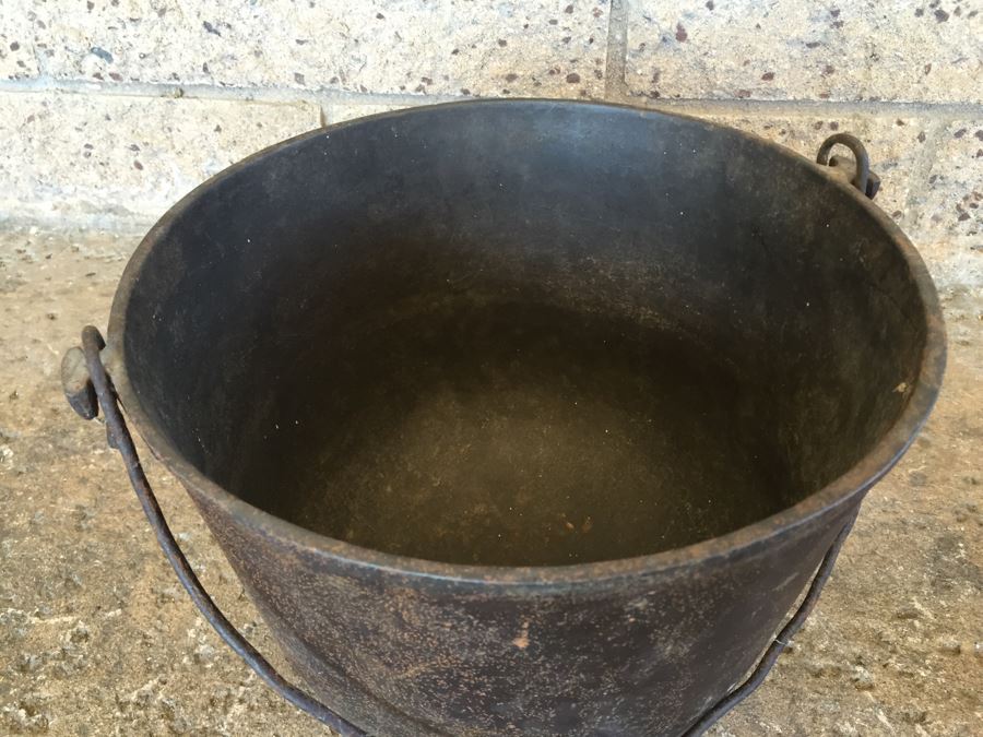 Vintage Cast Iron Metal Footed Pot With Handle