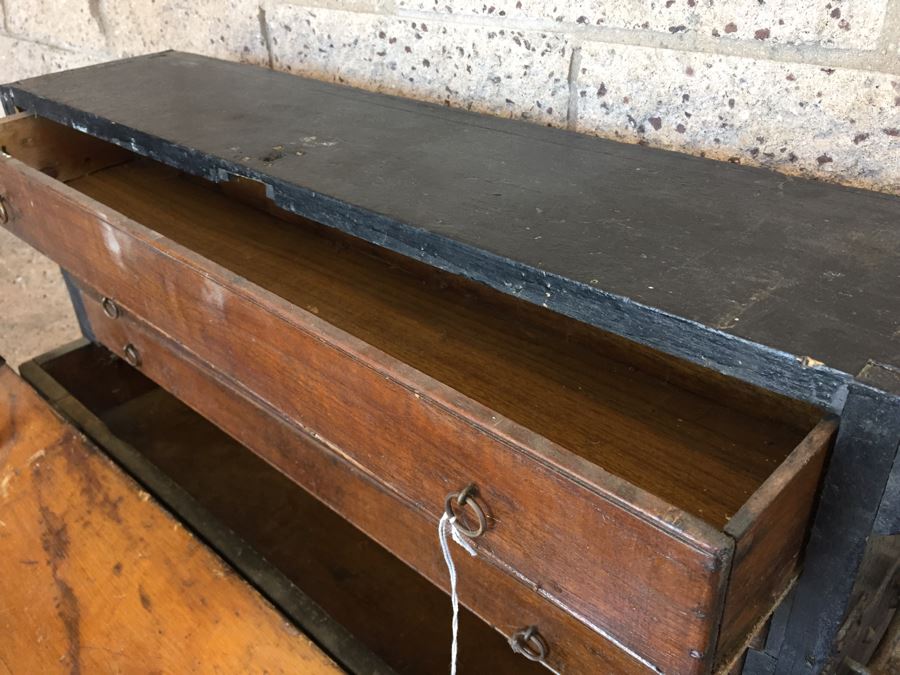 Vintage Wooden Machinist Toolbox Tool Chest Box [Photo 11]
