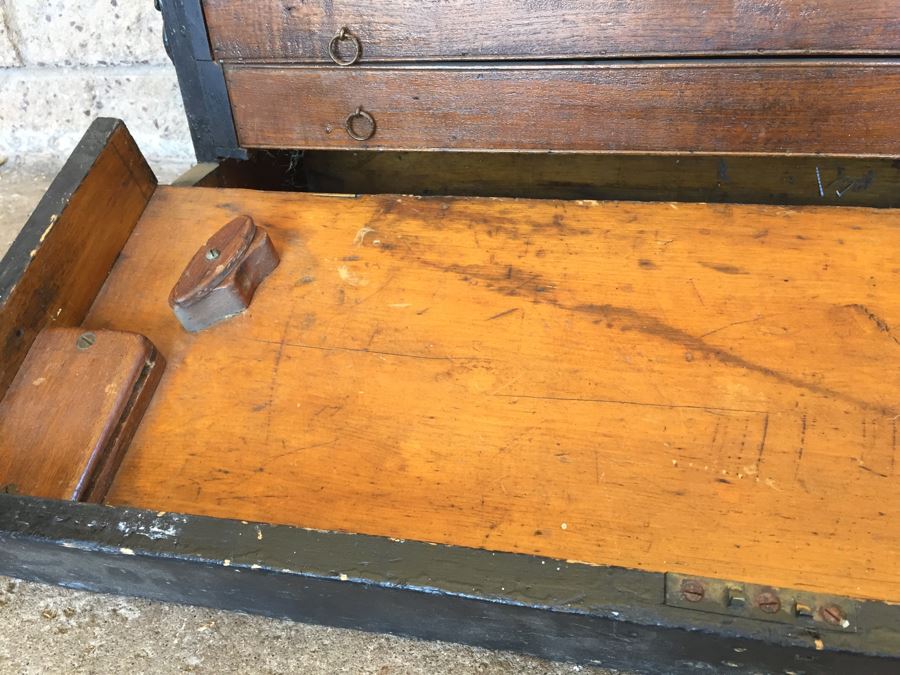 Vintage Wooden Machinist Toolbox Tool Chest Box [Photo 7]