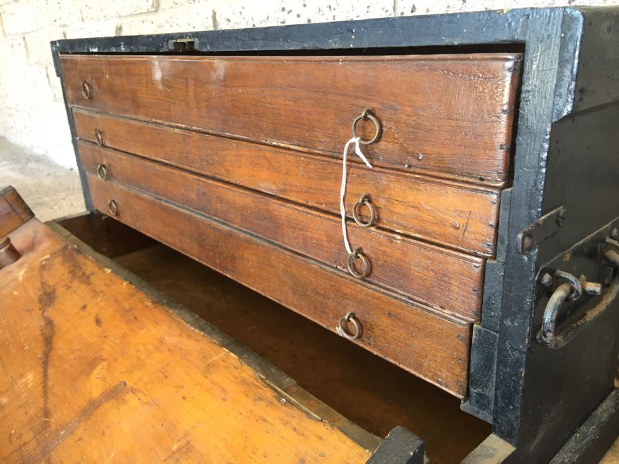 Vintage Wooden Machinist Toolbox Tool Chest Box [Photo 10]