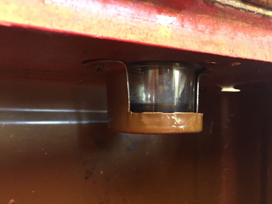 Vintage Metal And Wood Child's School Desk With Inkwell Gold Stencil [Photo 13]