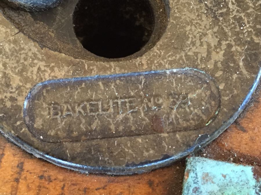 Vintage Metal And Wood Child's School Desk With Inkwell Gold Stencil [Photo 8]