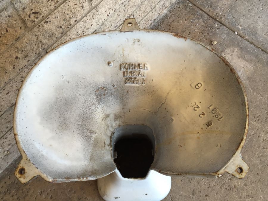 Vintage White Cast Iron Pedestal Sink Base Kohler USA 2051 [Photo 10]