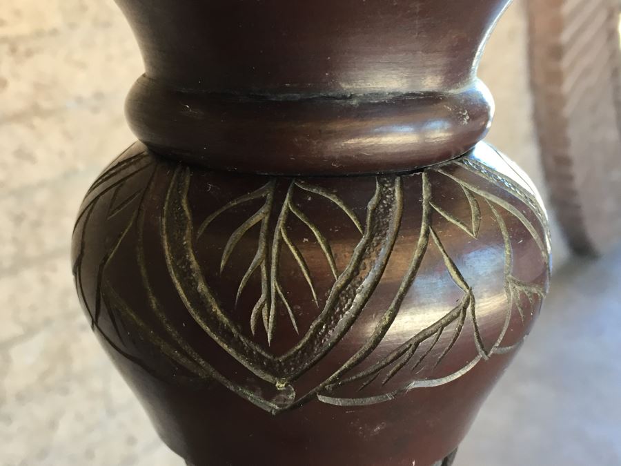 Large Stunning BRONZE Asian Floor Lamp Ornately Decorated In Relief With Various Mythical Animals [Photo 7]