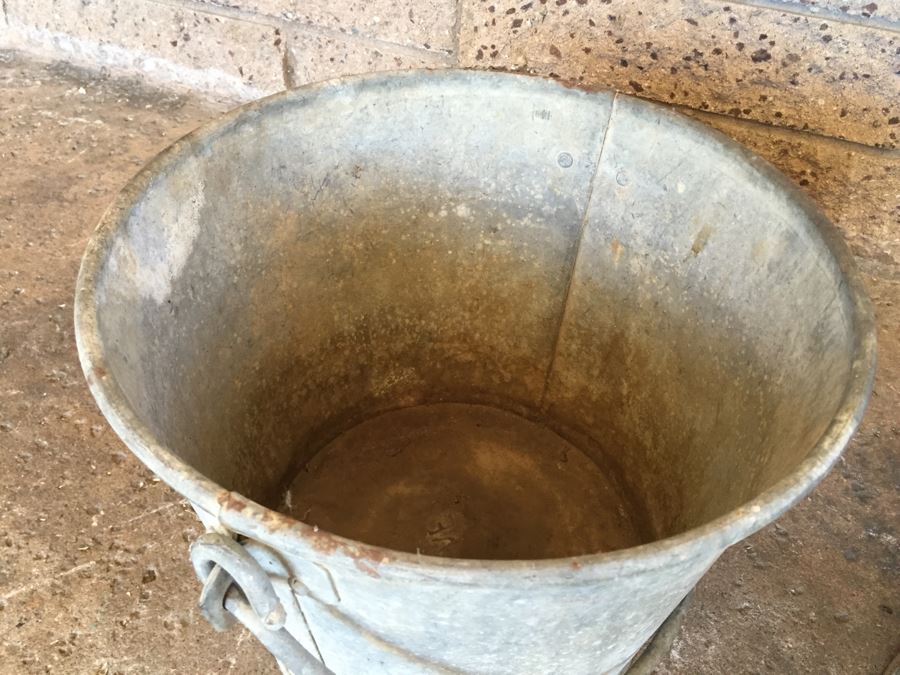 (3) Large Galvanized Industrial Buckets With Handles [Photo 8]