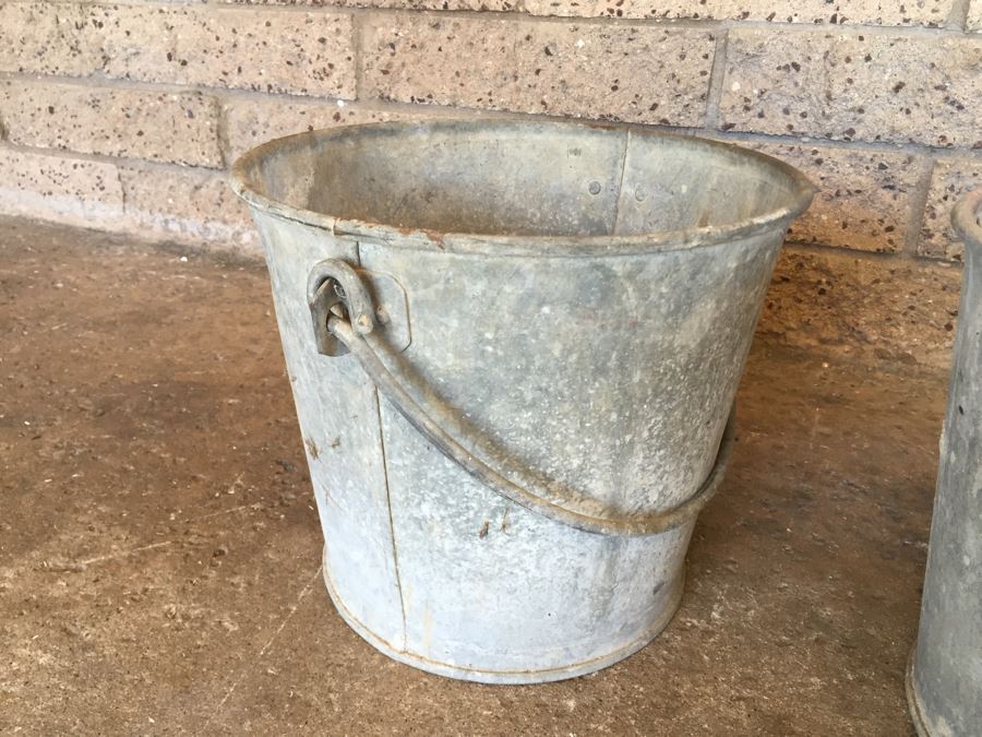 (3) Large Galvanized Industrial Buckets With Handles [Photo 7]