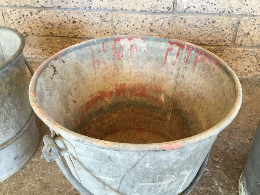 (3) Large Galvanized Industrial Buckets With Handles [Photo 4]
