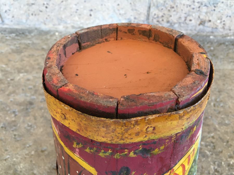 Vintage Hand Painted Wooden Bucket With Handle [Photo 10]