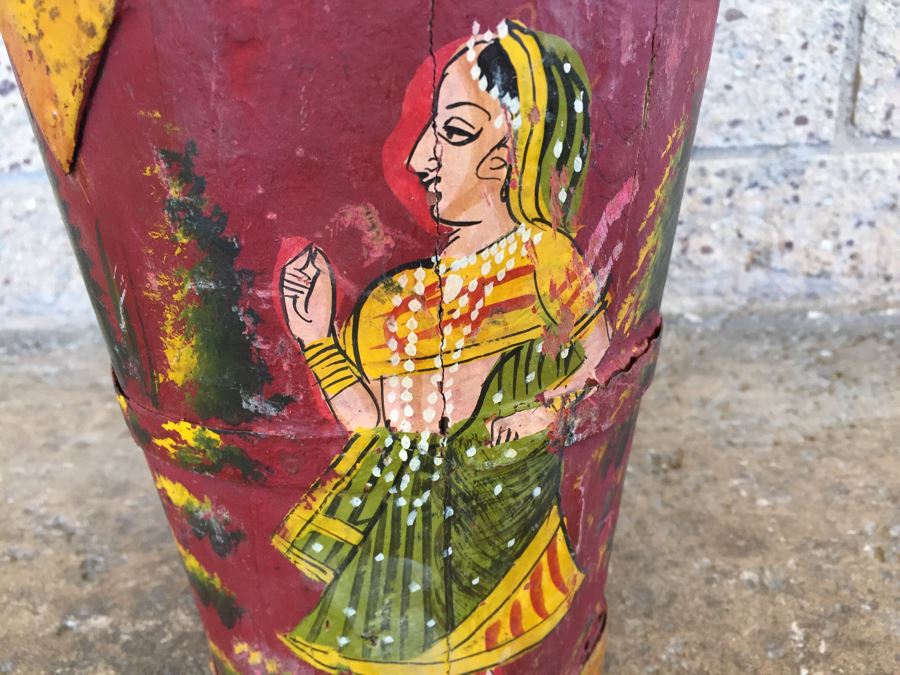 Vintage Hand Painted Wooden Bucket With Handle [Photo 6]