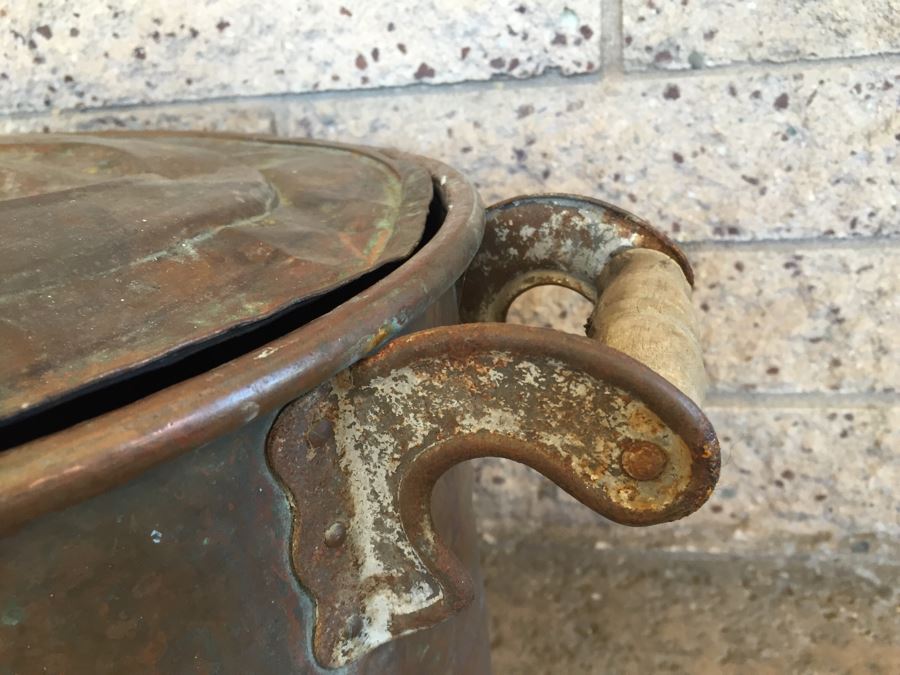 Vintage Double Handle Copper Boiler Wash Tub With Lid [Photo 5]