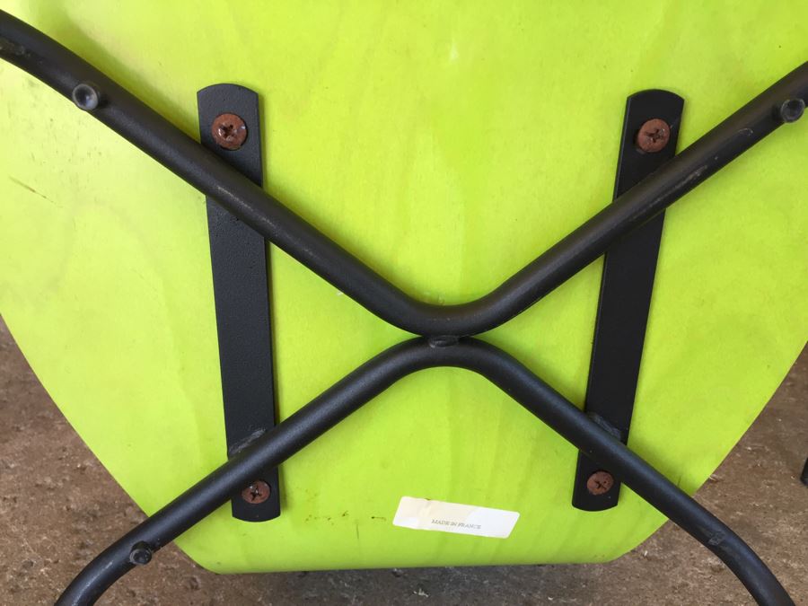 Pair Of Lime Green Bent Plywood Chairs Made In France [Photo 7]