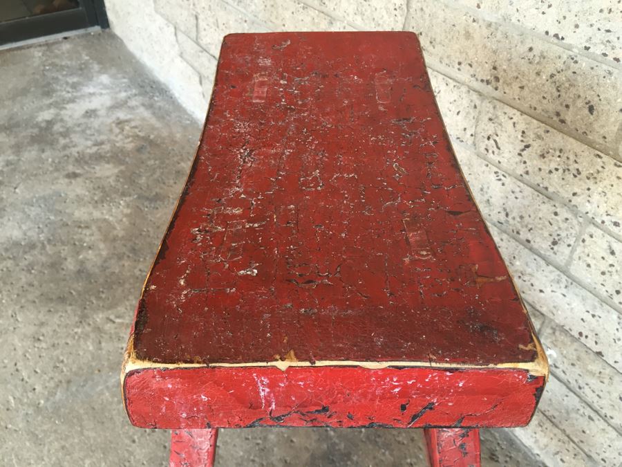 Pair Of Vintage Wooden Painted Stools [Photo 12]