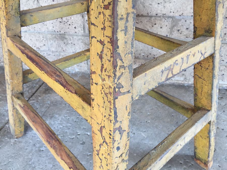 Pair Of Vintage Wooden Painted Stools [Photo 8]