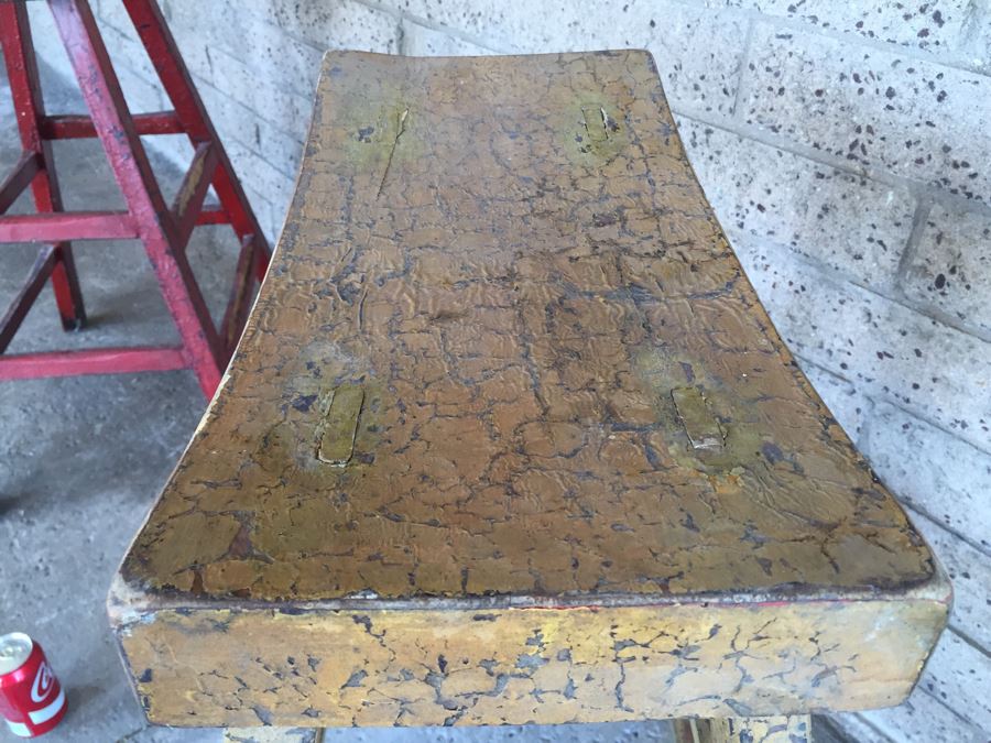 Pair Of Vintage Wooden Painted Stools [Photo 11]