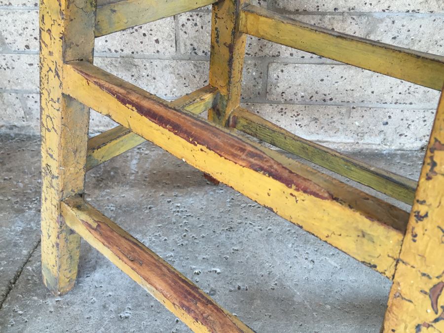 Pair Of Vintage Wooden Painted Stools [Photo 7]