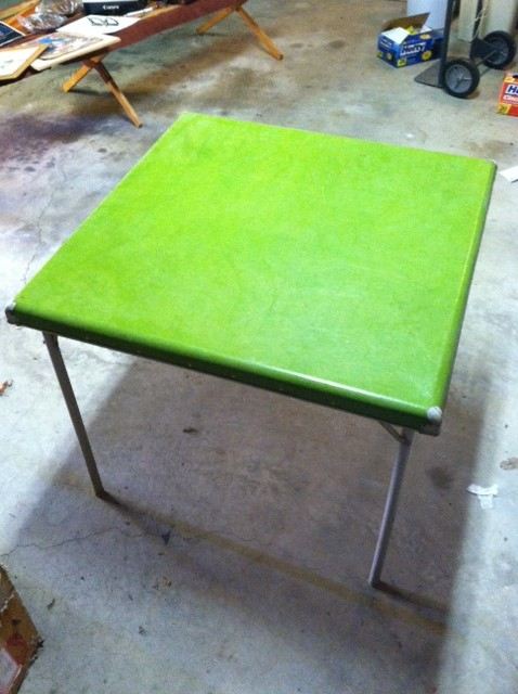 Vintage Green Folding Samson Card Table [Photo 1]