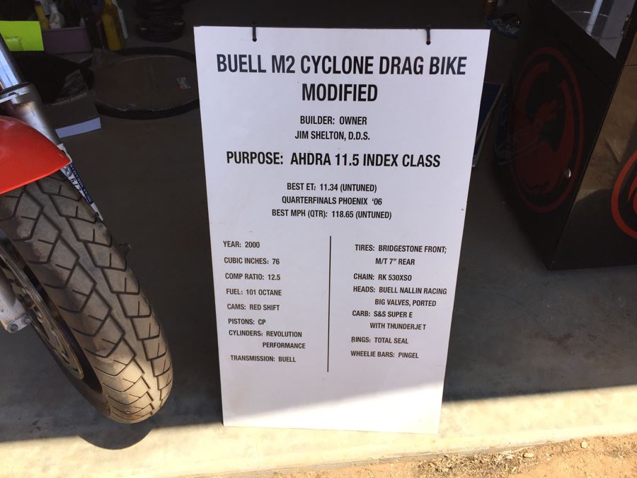 2000 Buell M2 Cyclone Drag Racing Bike Modified With Wheelie Bars Estimate $10,000 One Of Client's Racing Bikes [Photo 3]