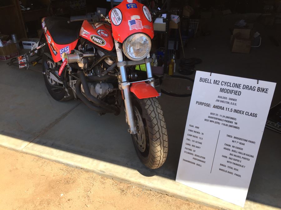 2000 Buell M2 Cyclone Drag Racing Bike Modified With Wheelie Bars Estimate $10,000 One Of Client's Racing Bikes [Photo 4]