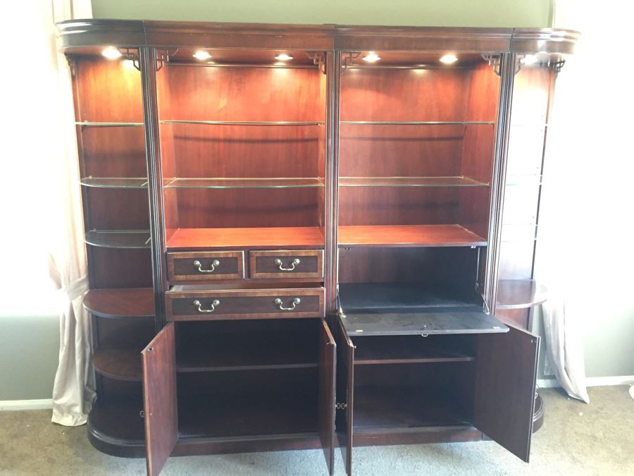 Stunning Drexel Chinoiserie Four Piece Wall Unit Display Cabinet Estimate $2,000
