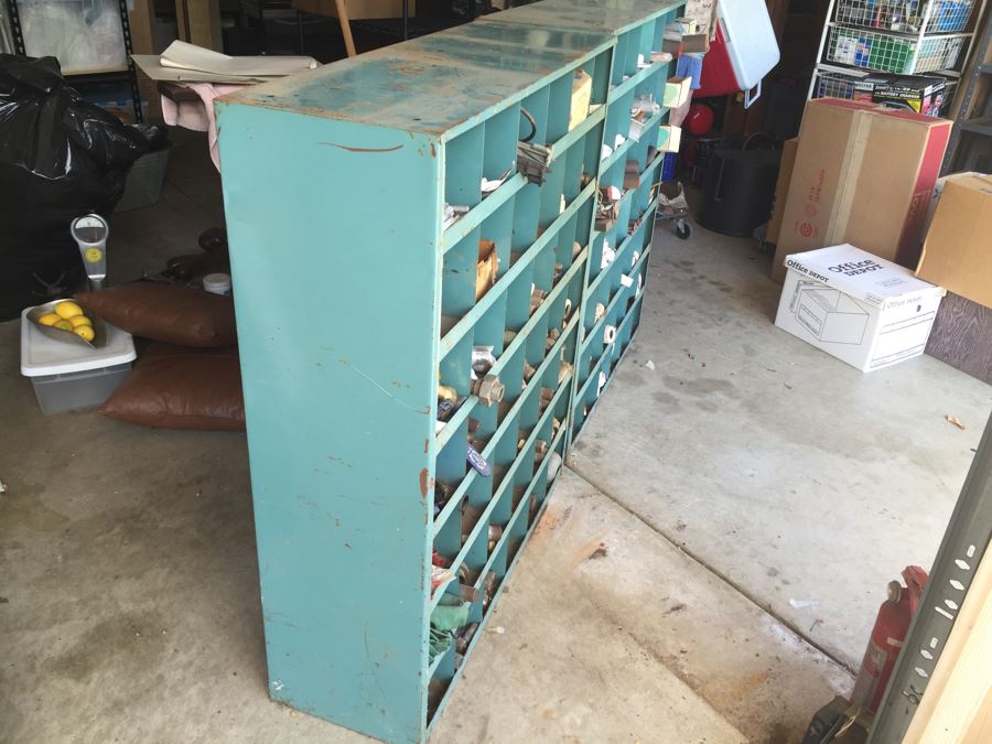 Industrial Painted Metal Storage Cabinets Packed With Plumbing Supplies, Bar Stock And Goodies [Photo 9]