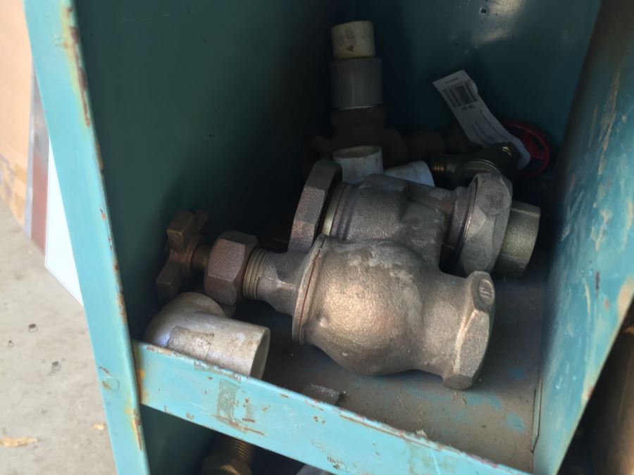 Industrial Painted Metal Storage Cabinets Packed With Plumbing Supplies, Bar Stock And Goodies [Photo 24]