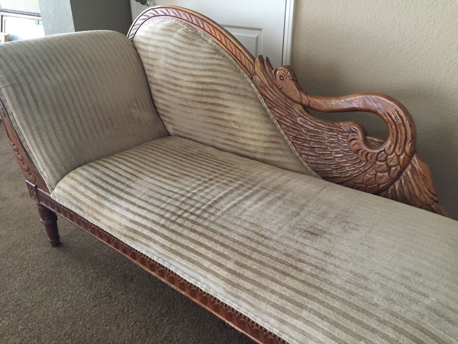 Vintage Swan Fainting Couch Chaise Lounge