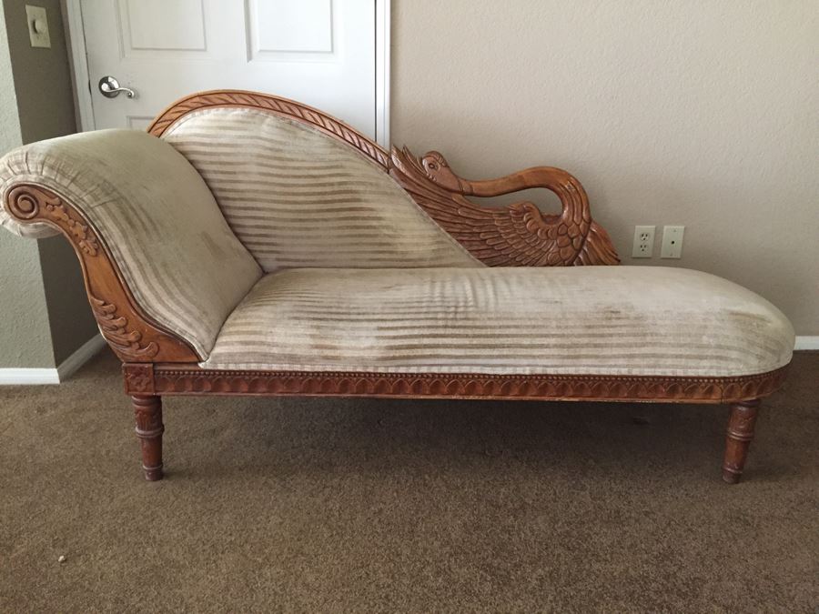 Vintage Swan Fainting Couch Chaise Lounge