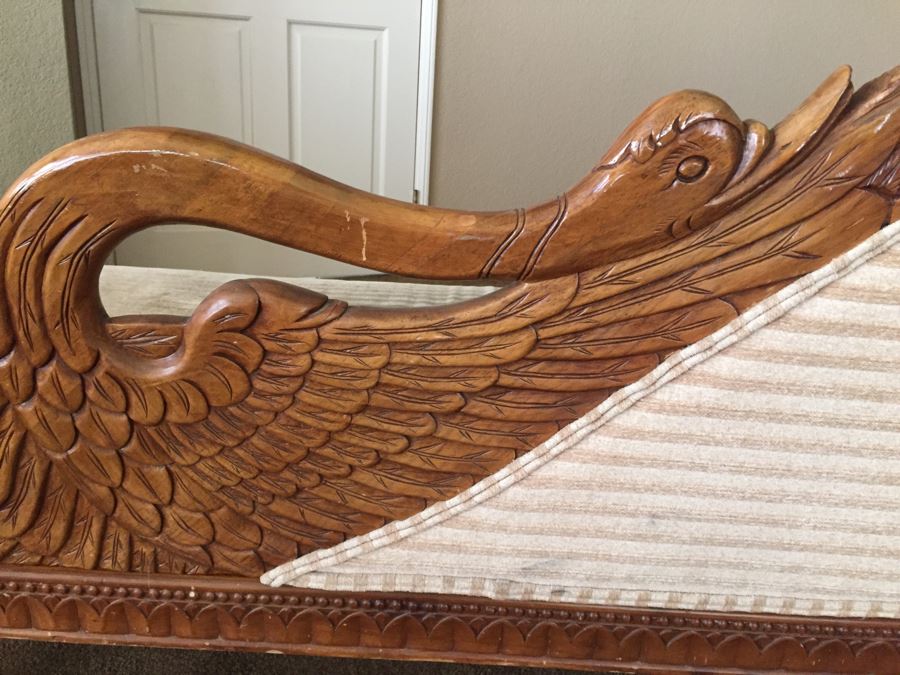 Vintage Swan Fainting Couch Chaise Lounge