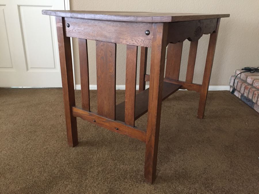 Mission Style Solid Oak Library Table
