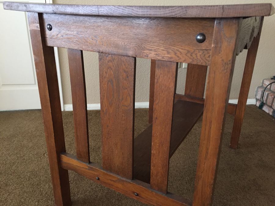 Mission Style Solid Oak Library Table [Photo 6]
