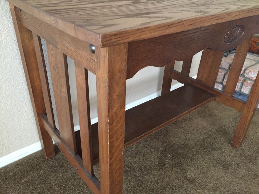 Mission Style Solid Oak Library Table