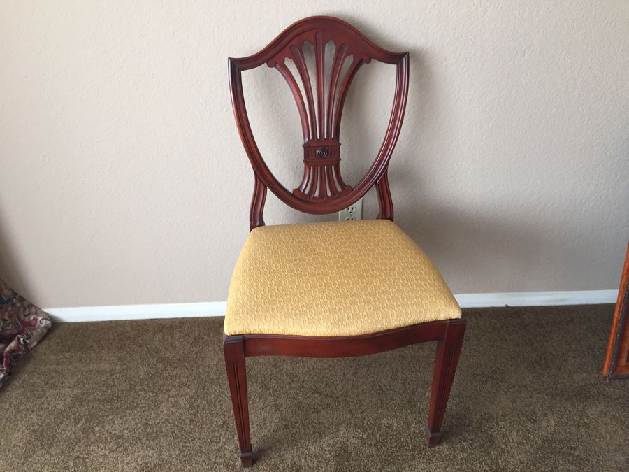 Formal Antique Double Pedestal Dining Table With Three Leaves And Six Upholstered Chairs (Two Are Armchairs) [Photo 12]