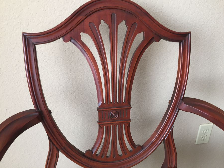 Formal Antique Double Pedestal Dining Table With Three Leaves And Six Upholstered Chairs (Two Are Armchairs) [Photo 18]