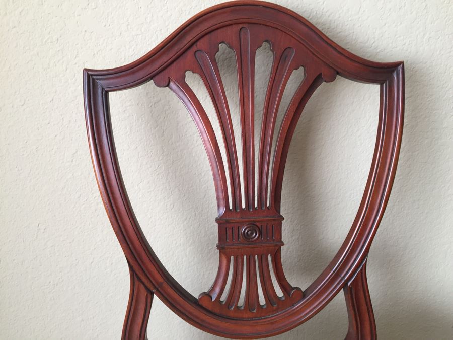 Formal Antique Double Pedestal Dining Table With Three Leaves And Six Upholstered Chairs (Two Are Armchairs) [Photo 13]