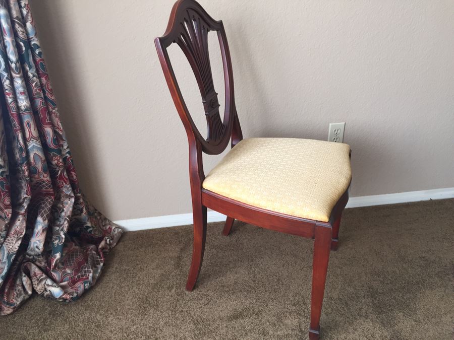 Formal Antique Double Pedestal Dining Table With Three Leaves And Six Upholstered Chairs (Two Are Armchairs) [Photo 16]