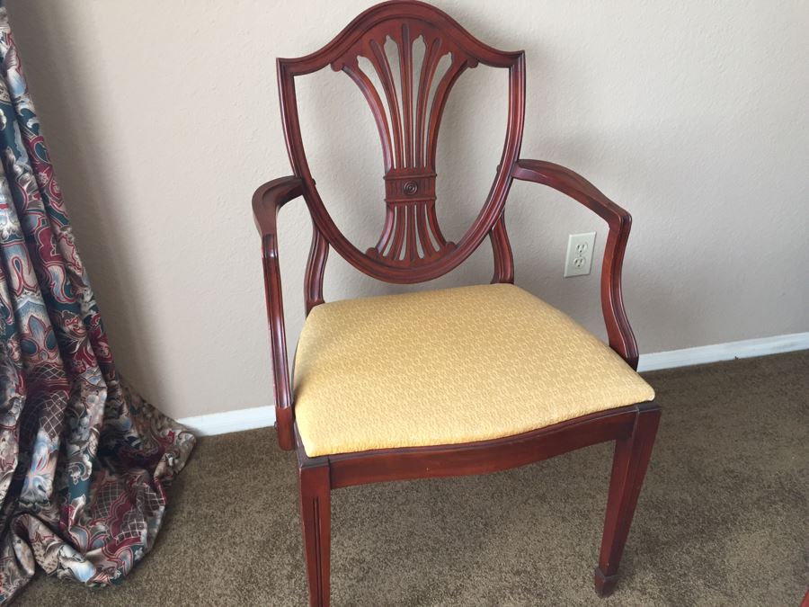 Formal Antique Double Pedestal Dining Table With Three Leaves And Six Upholstered Chairs (Two Are Armchairs) [Photo 3]