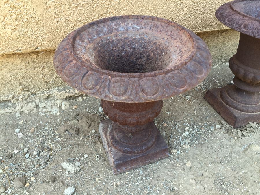 (3) Cast Iron Metal Garden Urns [Photo 6]