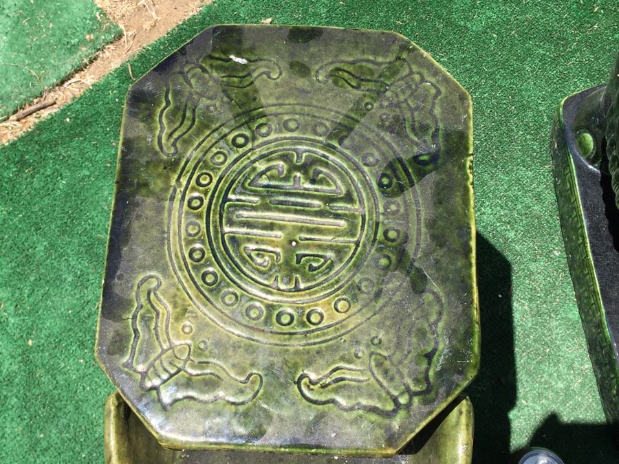 Pair Of Vintage Green Elephant Garden Stools [Photo 10]