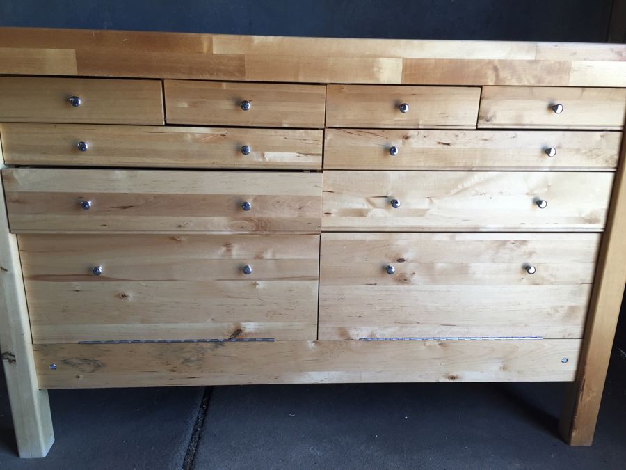 Butcher Block Tool Work Bench Cabinet Tons Of Storage [Photo 4]