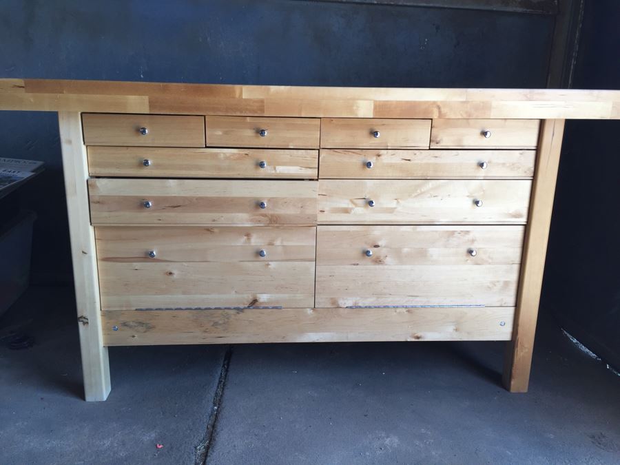 Butcher Block Tool Work Bench Cabinet Tons Of Storage