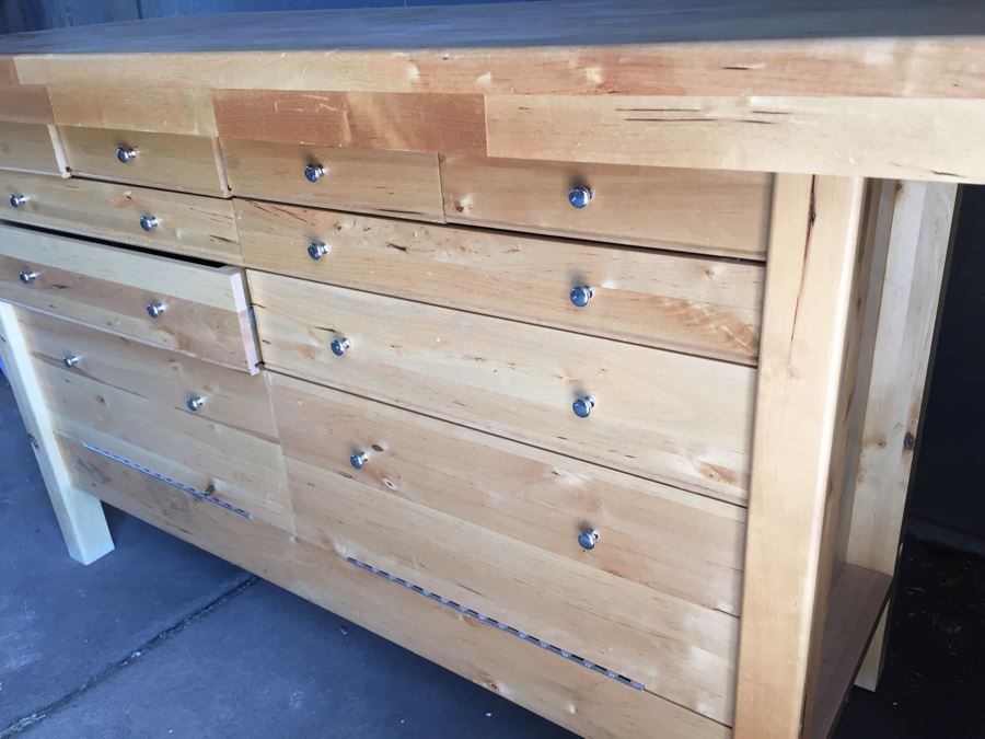 Butcher Block Tool Work Bench Cabinet Tons Of Storage [Photo 5]