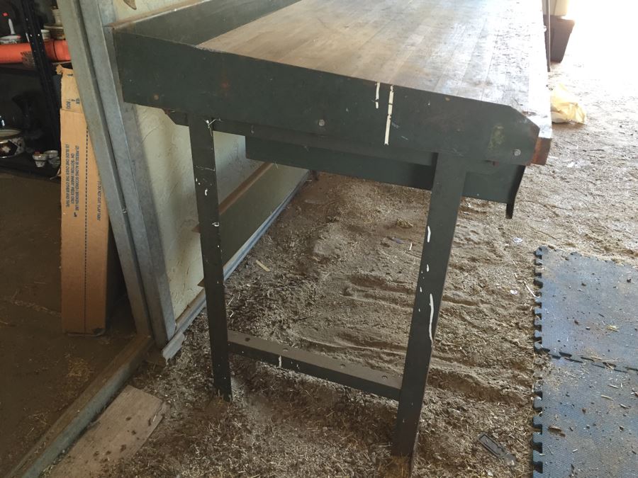 Vintage Industrial Work Bench With Drawer Pollard Bros Mfg Chicago Illinois [Photo 6]