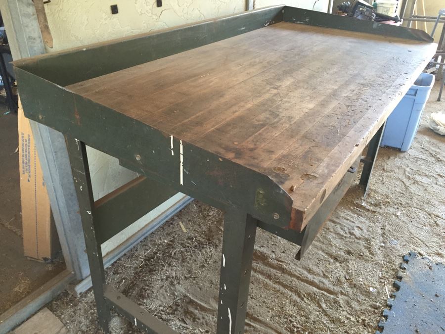 Vintage Industrial Work Bench With Drawer Pollard Bros Mfg Chicago Illinois [Photo 5]