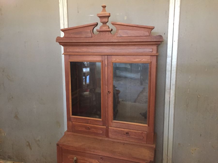 Rare Antique Eastlake Secretary Desk With Original Pulls Estimate $1,000 [Photo 4]