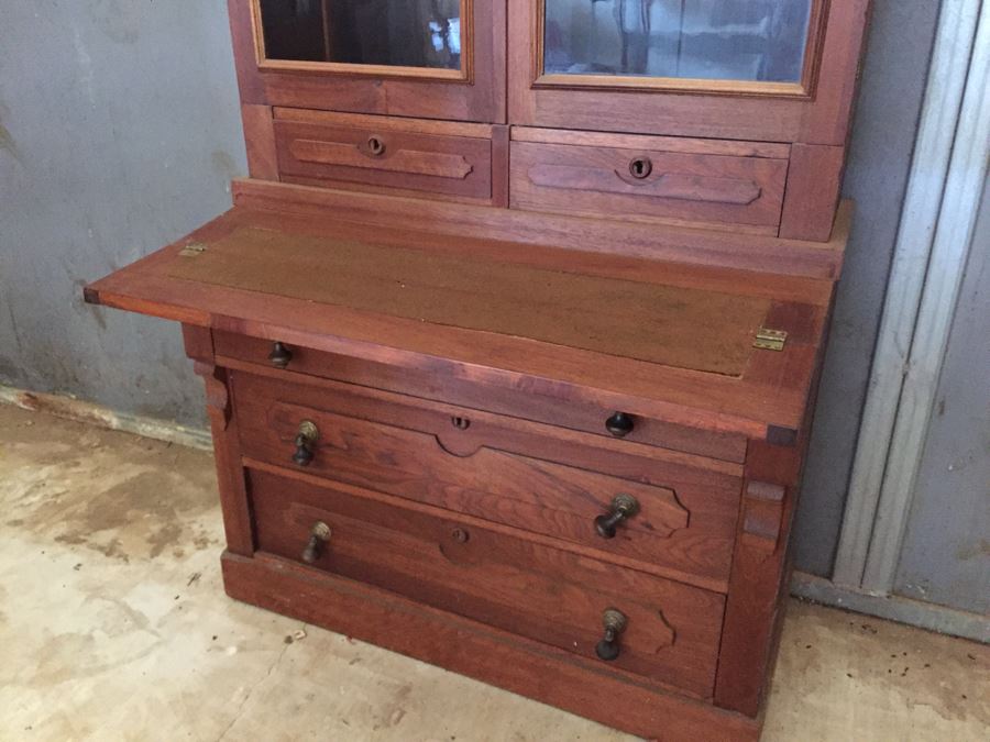 Rare Antique Eastlake Secretary Desk With Original Pulls Estimate $1,000