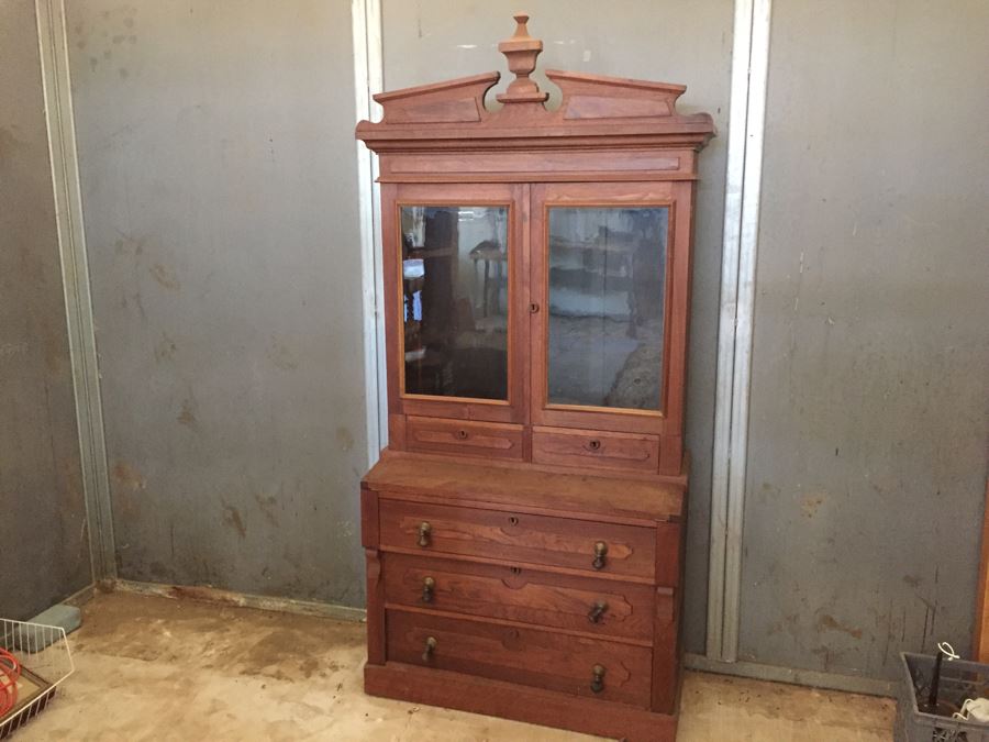 Rare Antique Eastlake Secretary Desk With Original Pulls Estimate $1,000